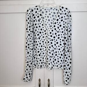 Reformation Annaliese Polka Dot Button Front Top XS